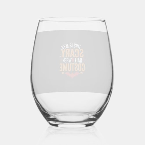 Scary Halloween Costume Typography Bat Design Stemless Wine Glass