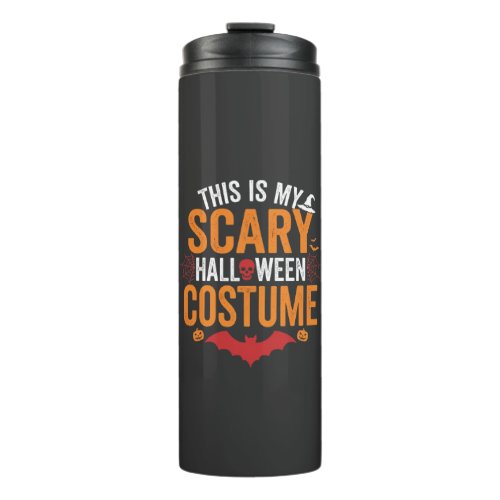 Scary Halloween Costume Typography Bat Design Thermal Tumbler