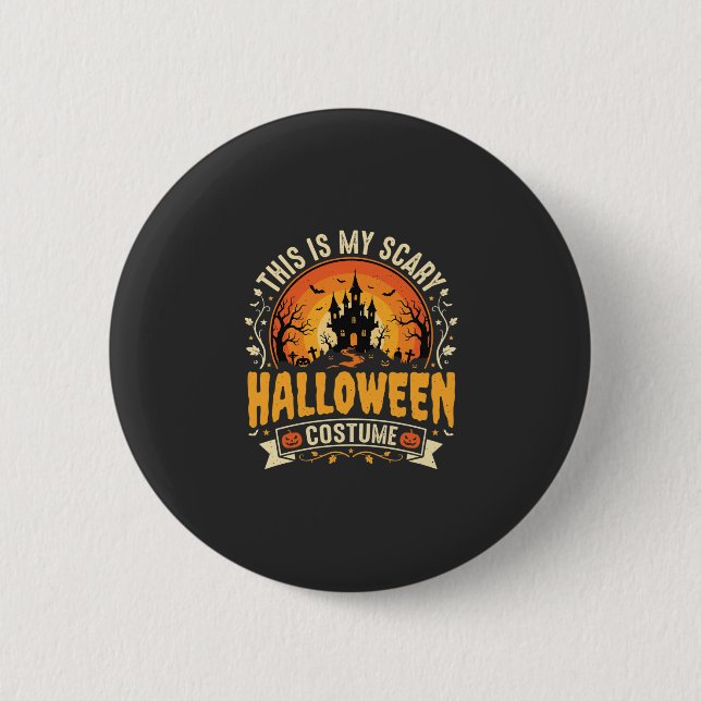 Scary Halloween Costume Vector Design Button (Front)