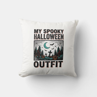Scary Halloween Costume Vintage Graveyard Tee_1 Throw Pillow