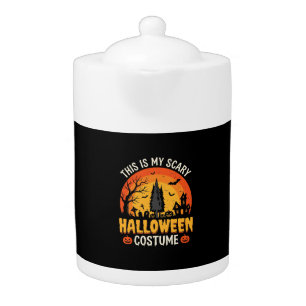 Scary Halloween Costume Vintage Sunset Design_1 Teapot