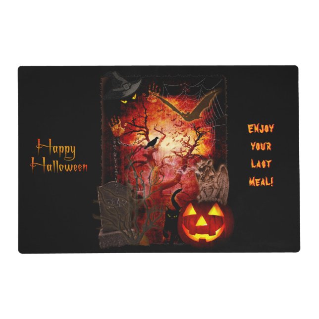 Scary Halloween (customizable) Paper Placemat 🎃 (Front)