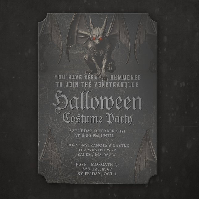 Scary Halloween Demonic Gargoyle Party Invitation (Creator Uploaded)