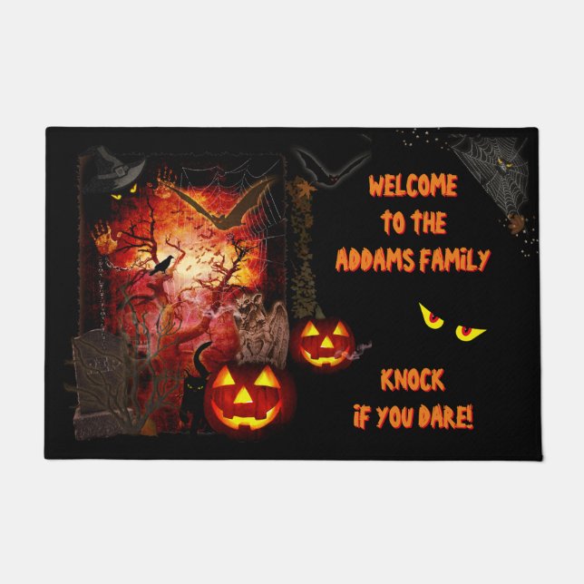 Scary Halloween Door Mat (customizable)  (Front)
