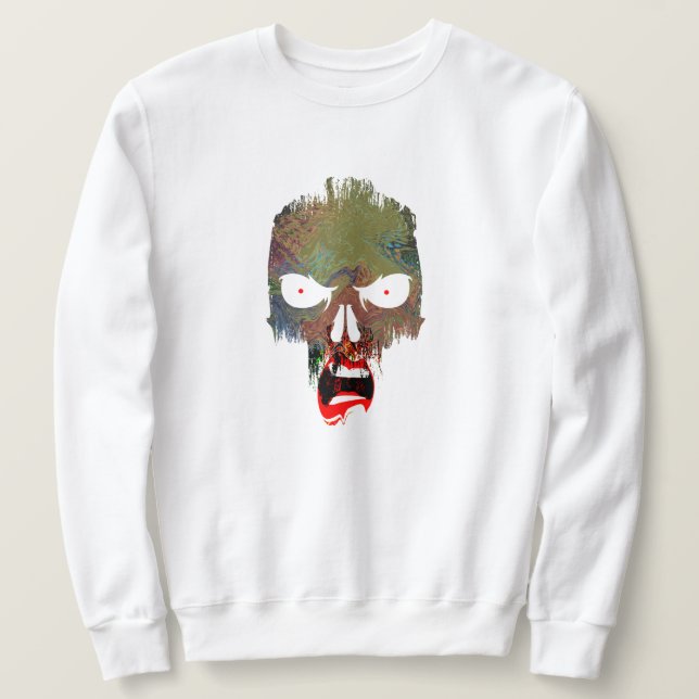 Scary Halloween Evil Pirate Skull Scream Costume Sweatshirt (Design Front)