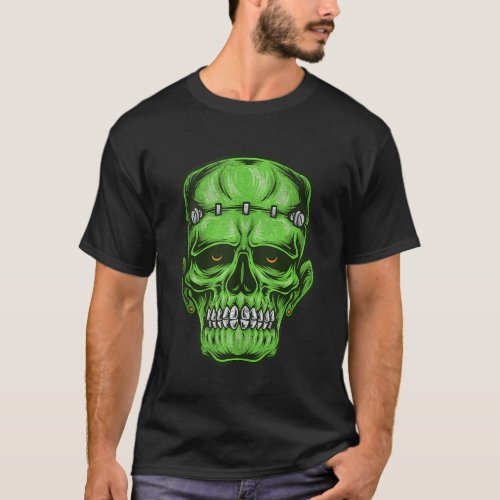 Scary Halloween Frankenstein Apparel Monster Face  T_Shirt
