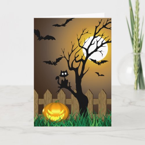 Scary Halloween Garden Scene Card