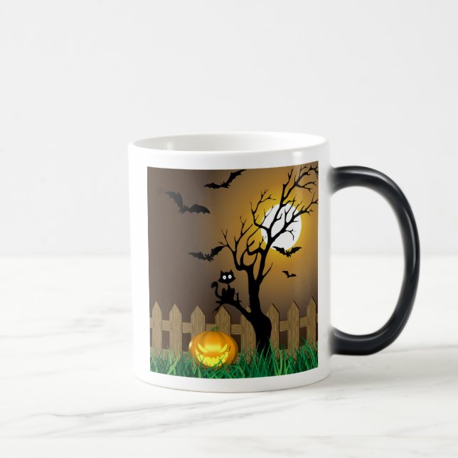 Scary Halloween Garden Scene Color Morph Mug (Right)