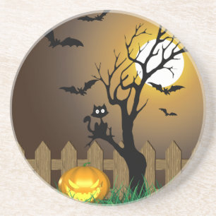 Scary Halloween Garden Scene Drink Coaster
