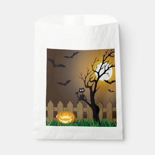 Scary Halloween Garden Scene Favor Bag