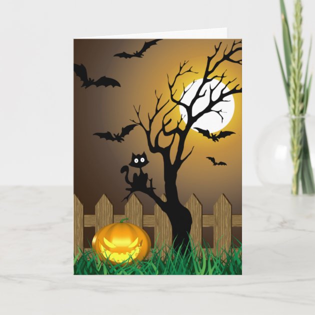 Scary Halloween Garden Scene - Greeting Card