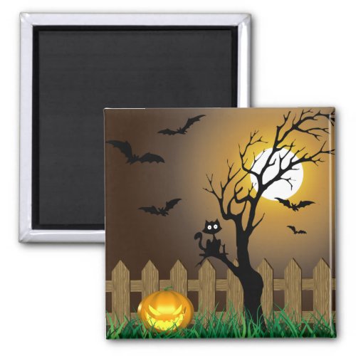 Scary Halloween Garden Scene Magnet