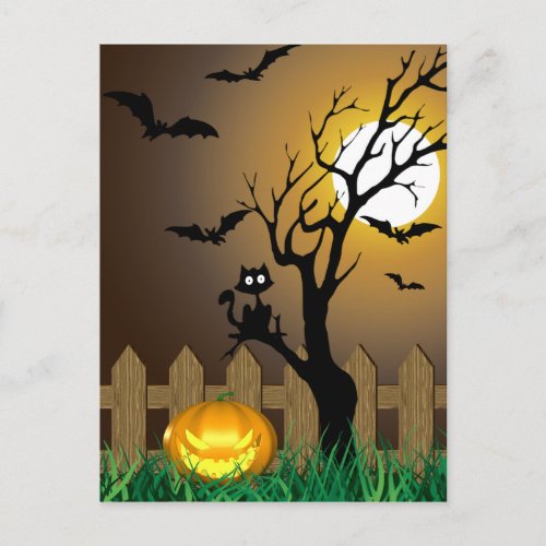 Scary Halloween Garden Scene Postcard