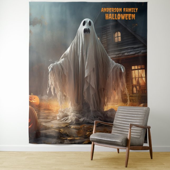 Scary Halloween Ghost Hanging Tapestry (In Situ)