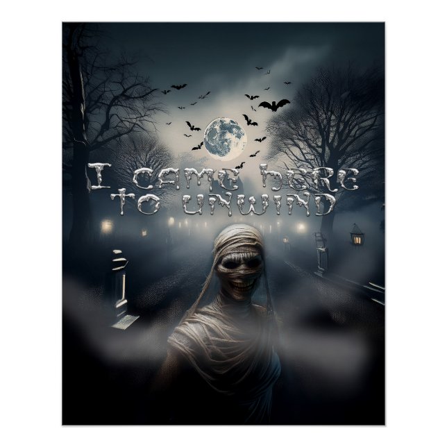Scary Halloween Grave Yard & Mummy Poster (Front)