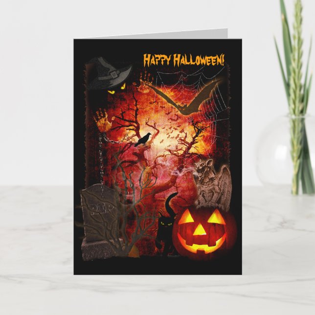 Scary Halloween Greeting Card (Front)