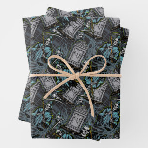 Scary Halloween Grim Reaper Grave Stones Wrapping Paper Sheets