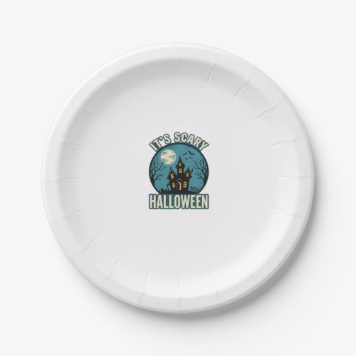 Scary Halloween Haunted House Vintage Shirt Design Paper Plates