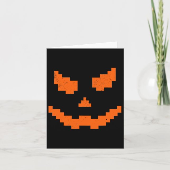 Scary Halloween Jack O Lantern Pumpkin Evil Smile  Card (Front)