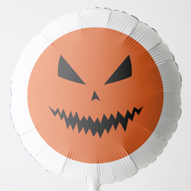 Scary Halloween Jack OLantern black face orange Balloon (Front)