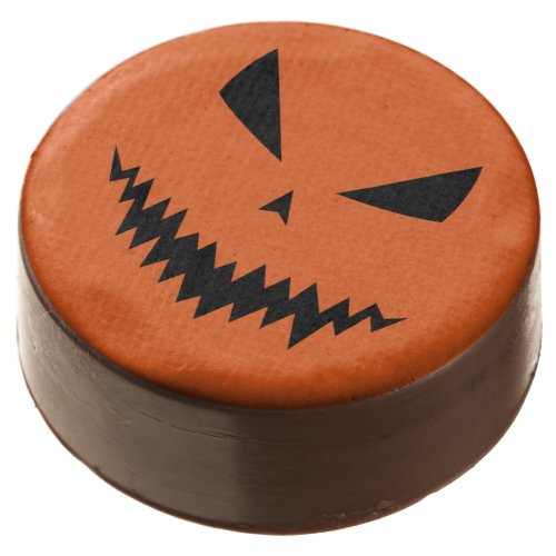 Scary Halloween Jack OLantern black face orange Chocolate Covered Oreo