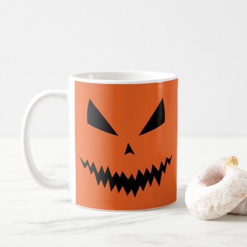 Scary Halloween Jack OLantern black face orange Coffee Mug