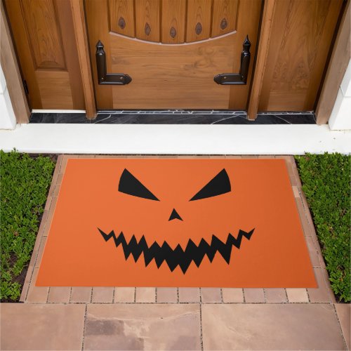 Scary Halloween Jack OLantern black face orange Doormat