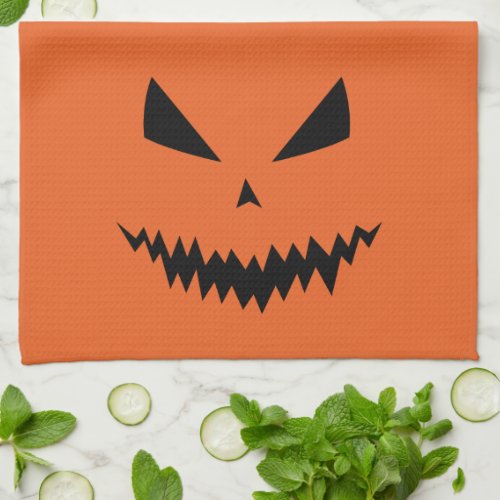 Scary Halloween Jack OLantern black face orange Kitchen Towel