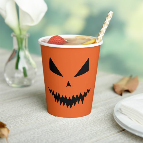 Scary Halloween Jack OLantern black face orange Paper Cups