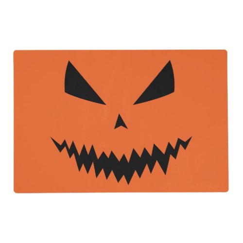 Scary Halloween Jack OLantern black face orange Placemat