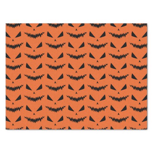 Scary Halloween Jack OLantern black face orange Tissue Paper