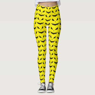 Scary Halloween Jack OLantern black face yellow Leggings