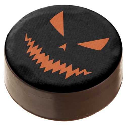 Scary Halloween Jack OLantern orange face black Chocolate Covered Oreo
