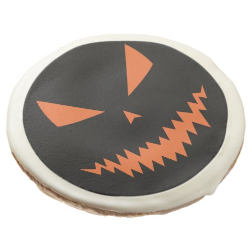 Scary Halloween Jack OLantern orange face black Sugar Cookie
