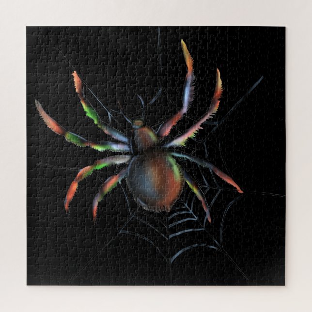 Scary Halloween Metallic Spider And Web Jigsaw Puzzle (Vertical)
