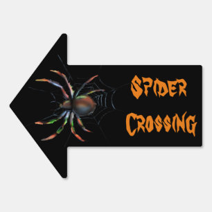 Scary Halloween Metallic Spider And Web Sign