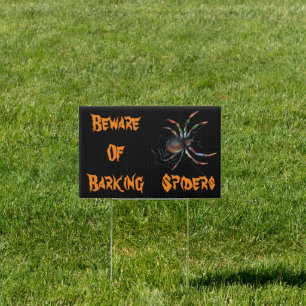 Scary Halloween Metallic Spider And Web Sign