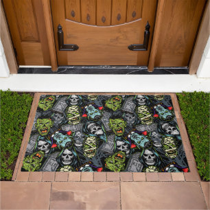 Scary Halloween Monsters Zombies Vampires Mummy's Doormat