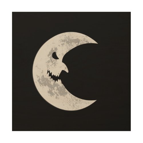 Scary halloween moon wood wall art