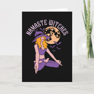 Scary Halloween Namaste Witches, Yoga Witch Card