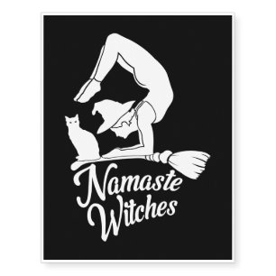 Scary Halloween Namaste Witches, Yoga Witch Temporary Tattoos