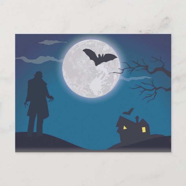 Scary Halloween Night Postcard (Front)