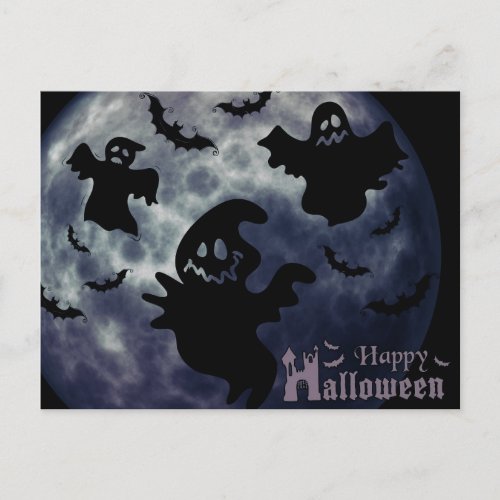 Scary Halloween Night with Ghosts Postcard