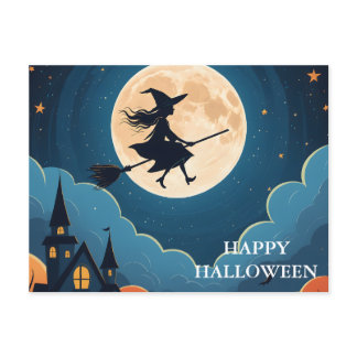 Scary Halloween Night with Witch Postcard