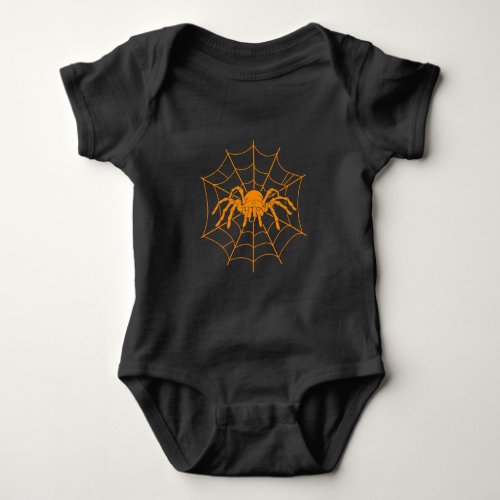 Scary Halloween Orange Spider and Web Costume Baby Bodysuit