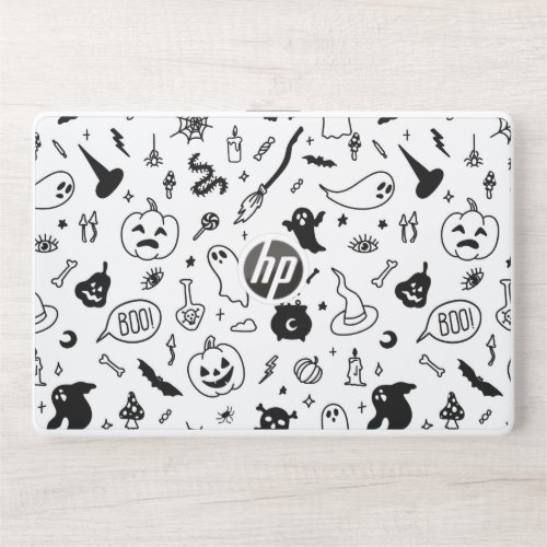 scary halloween party doodle pattern HP laptop skin