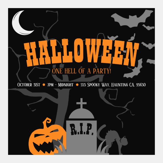 Scary Halloween Party Twitter Card (Front)