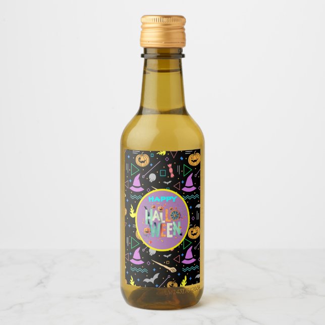 Scary Halloween Patterns  Wine Label (Front)