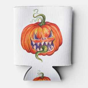 Scary halloween pumpkin can cooler