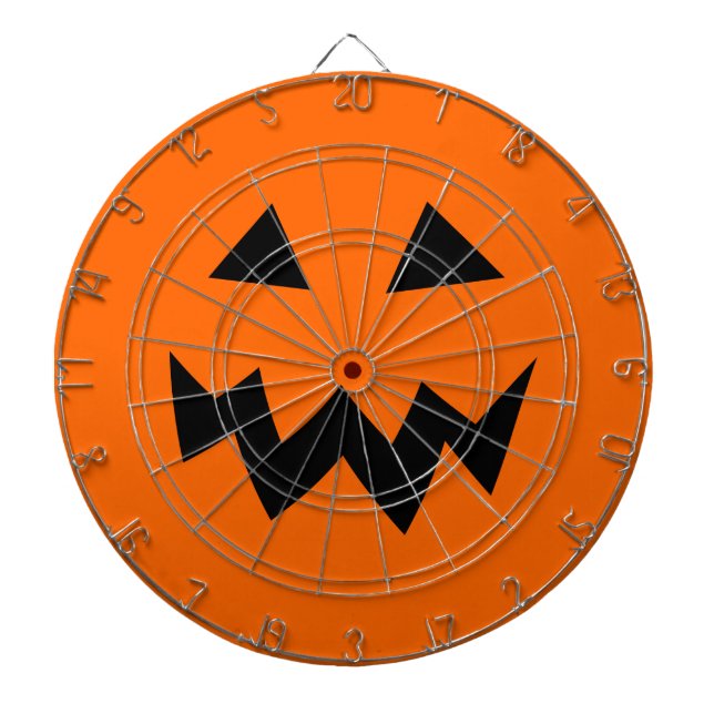 Scary Halloween pumpkin head carving dartboard With Darts (Front)